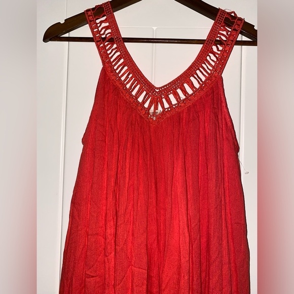 Vintage Water Lily Crochet Yoke Midi Dress Women S Rayon Sleeveless Boho - Picture 3 of 7